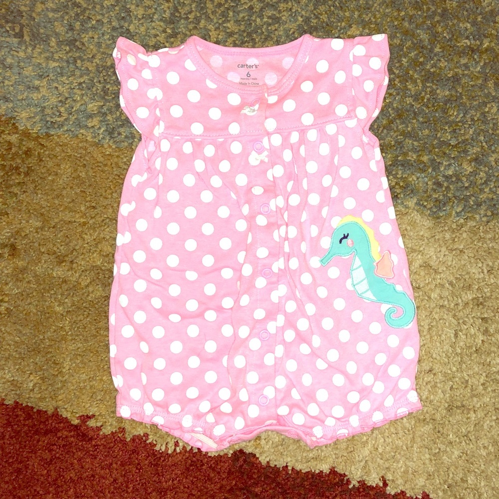 Carters seahorse polka dot romper